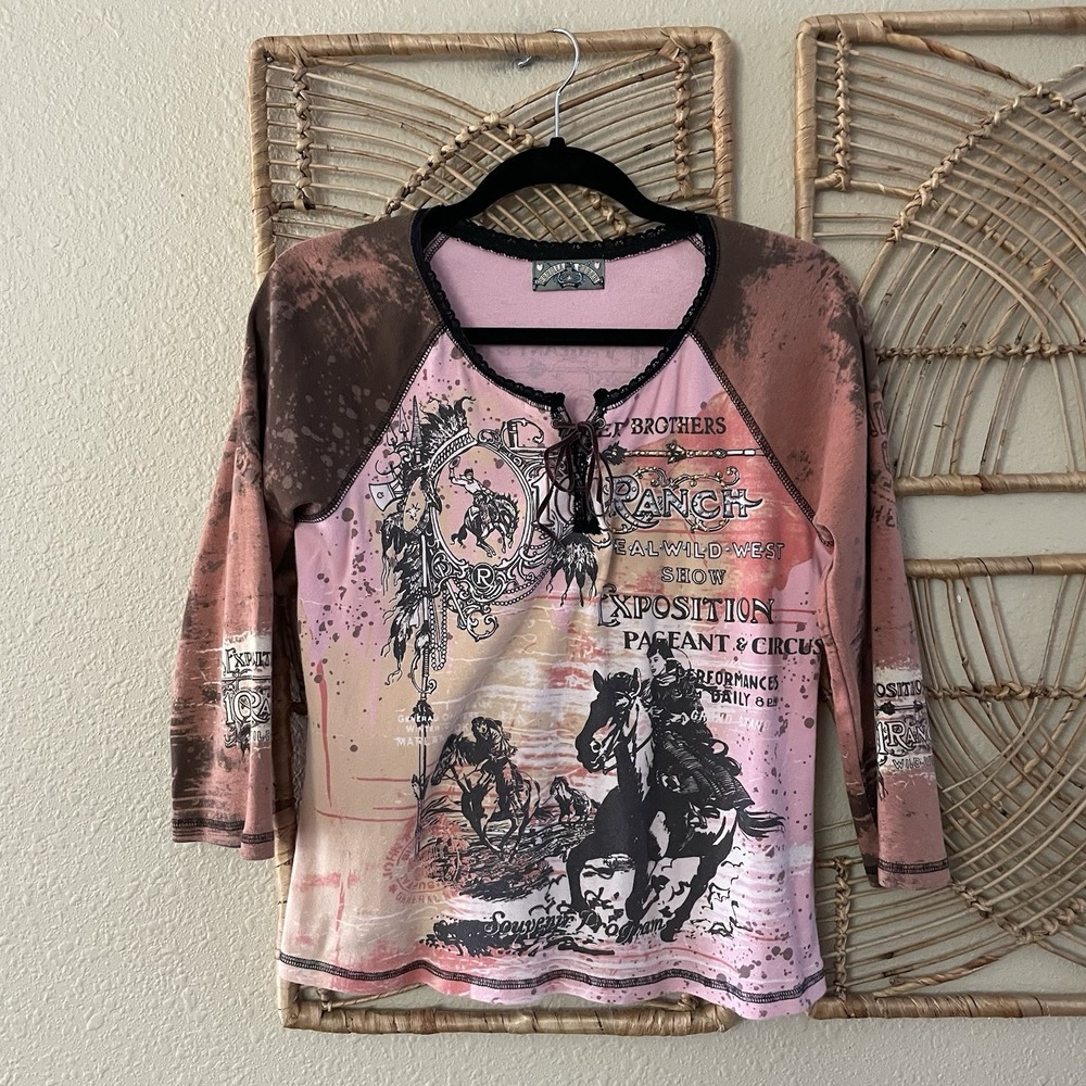 Vanilla Sugar Y2K Western Cowgirl Top Blouse Country Bling Rodeo Women's Sz M B7